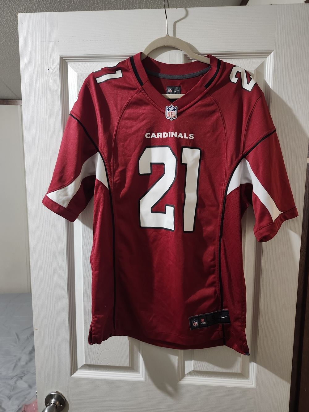 Nike Cardinals Red #21 Football Jersey with White Accents. Patrick Peterson